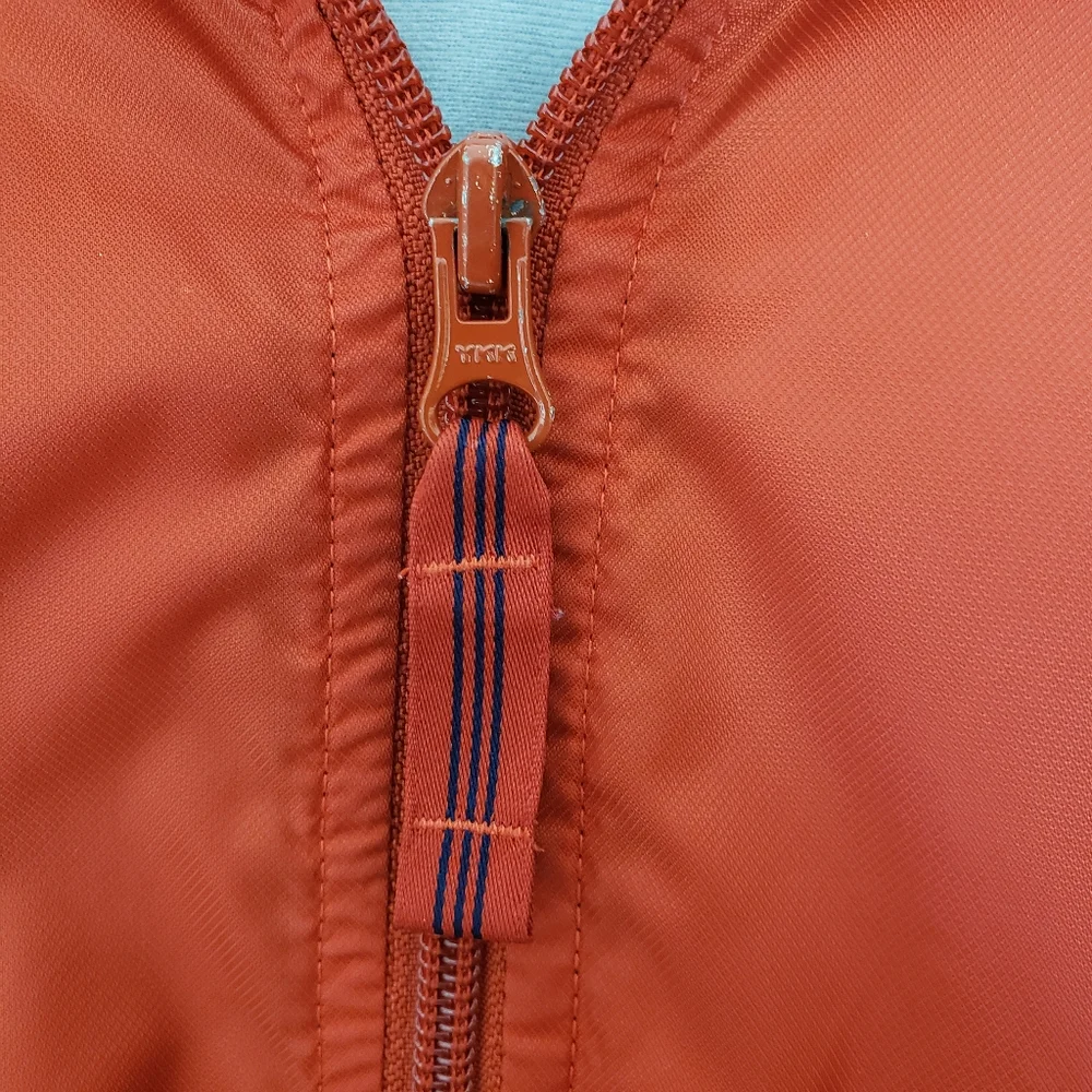 Vintage Adidas Windbreaker Jacket Men Size L Orange Blue Striped Full Zip Lined - Picture 9 of 11